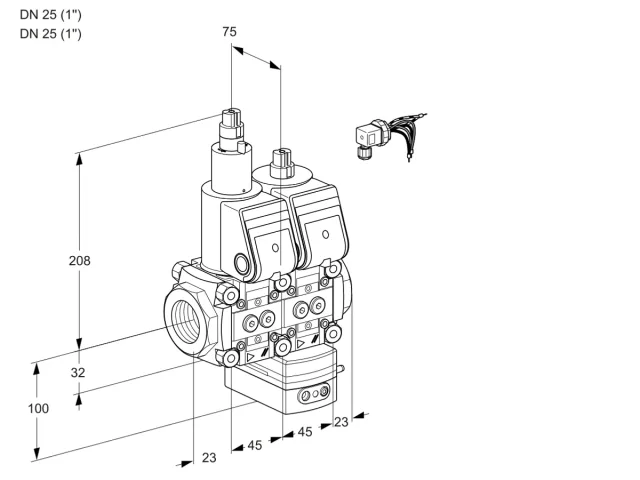 Kromschroder VCV 1E25R/25R05LVKWR/PPPP/PPPP — двойной электромагнитный газовый клапан — 88106491