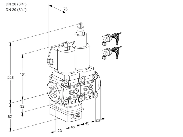 Kromschroder VCD 1E20R/20R05D-100LWSL8/PPPP/PPPP — двойной электромагнитный газовый клапан — 88104086