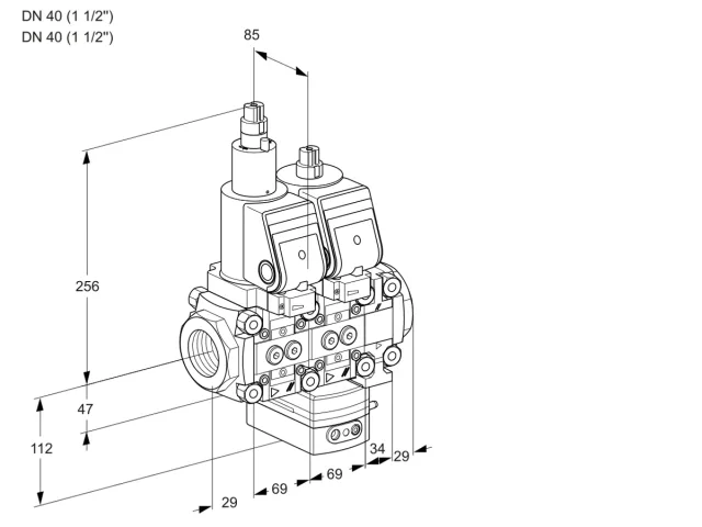 Kromschroder VCG 2T40N/40N05LGAVQGR/PPPP/PPPP — двойной электромагнитный газовый клапан — 88107754