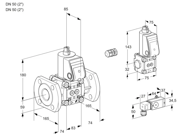 Kromschroder VAS 3E50F/50F05NWR/-3/BS — электромагнитный газовый клапан — 88107055