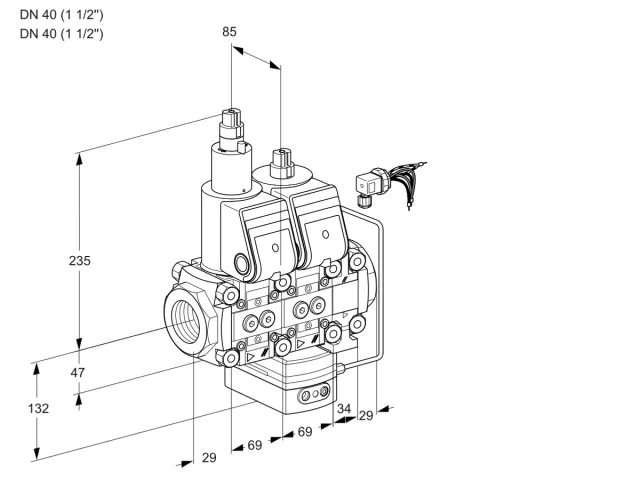 Kromschroder VCH 2E40R/40R05LHEVWR/PPPP/PPPP — двойной электромагнитный газовый клапан — 88104305