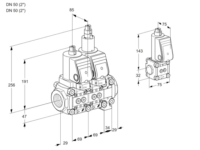 Kromschroder VCS 2T50N/50N05NLVKGR/PPPP/PPZS — двойной электромагнитный газовый клапан — 88107046