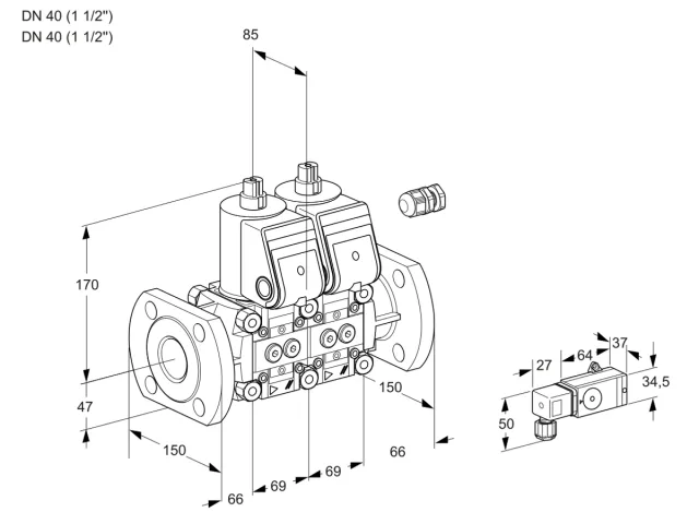 Kromschroder VCS 2E40F/40F05NNKR3/2--3/PPPP — двойной электромагнитный газовый клапан — 88103259
