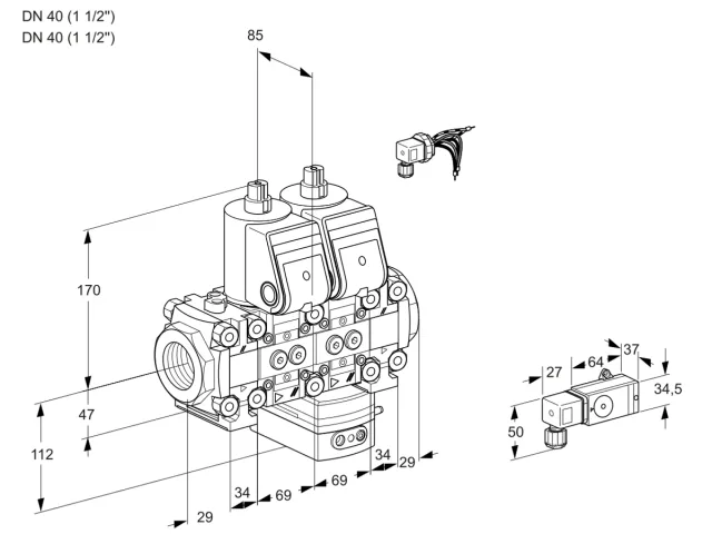 Kromschroder VCG 2E40R/40R05FNGEVWR/PPPP/2-PP — двойной электромагнитный газовый клапан — 88105978