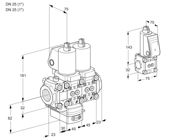 Kromschroder VCD 1T25N/25N05FD-50NKGL/PPZS/PPPP — двойной электромагнитный газовый клапан — 88104051