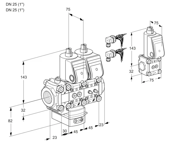 Kromschroder VCD 1E25R/25R05FD-25NWR6/PPMM/PPZS — двойной электромагнитный газовый клапан — 88104085