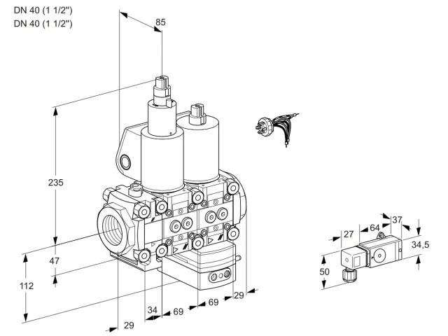 Kromschroder VCD 2E40R/40R05FLD-100WL/2-PP/PPPP — двойной электромагнитный газовый клапан — 88103729