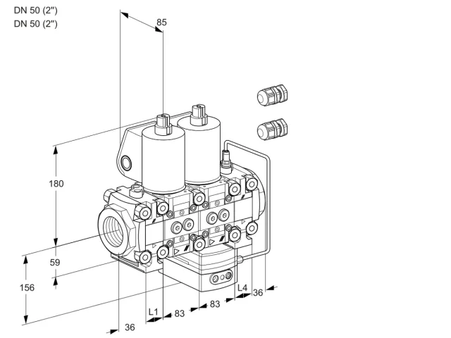Kromschroder VCH 3E50R/50R05FNHEVWL3/PPPP/PPPP — двойной электромагнитный газовый клапан — 88107726
