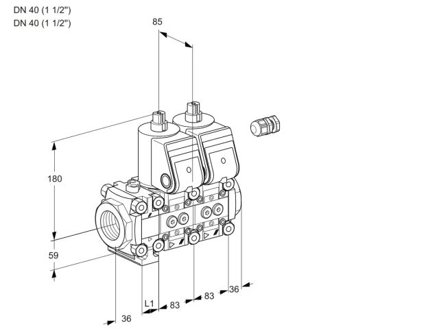 Kromschroder VCS 3E40R/40R05FNNWR/PPPP/PPPP — двойной электромагнитный газовый клапан — 88106138