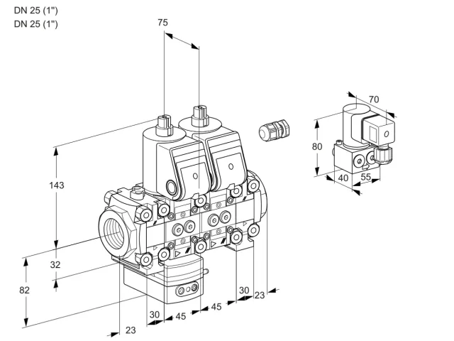 Kromschroder VCD 1E25R/25R05FD-100NO14WR/PPPP/PPBY — двойной электромагнитный газовый клапан — 88102695