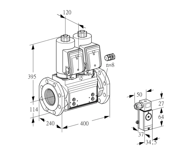Kromschroder VCS 9125F05NNAGR3B/PPP2/PPPP — двойной электромагнитный газовый клапан — 88204654