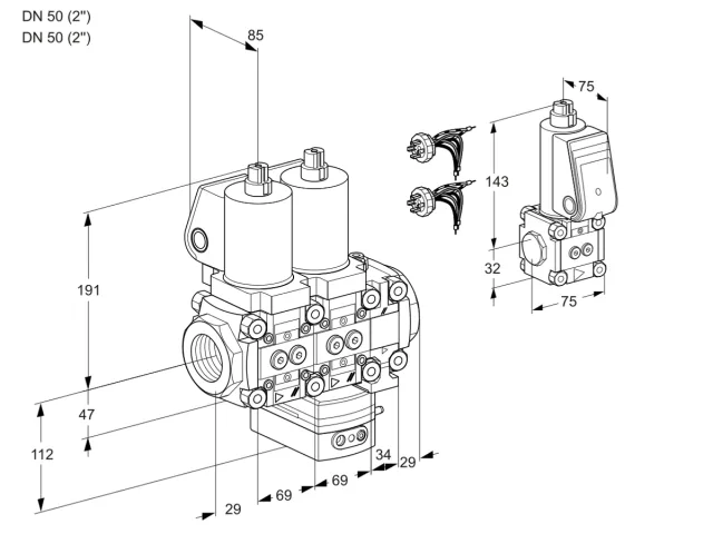 Kromschroder VCG 2E50R/50R05NGEVWSL7/PPBS/MMPP — двойной электромагнитный газовый клапан — 88101013