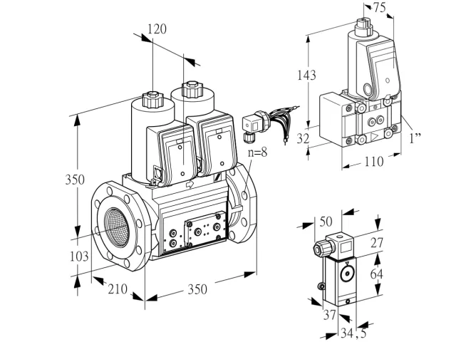 Kromschroder VCS 8100F05NNWRE/P2PP/PPZ- — двойной электромагнитный газовый клапан — 88207301