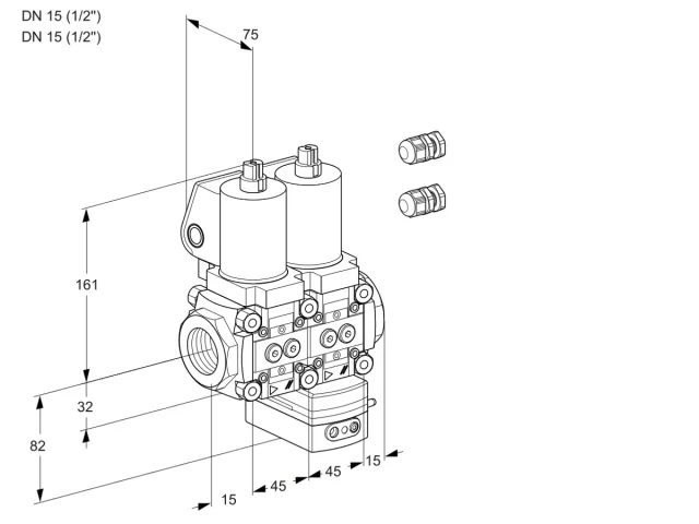 Kromschroder VCD 1E15R/15R05ND-25WSL3/MMMM/MMMM — двойной электромагнитный газовый клапан — 88104481