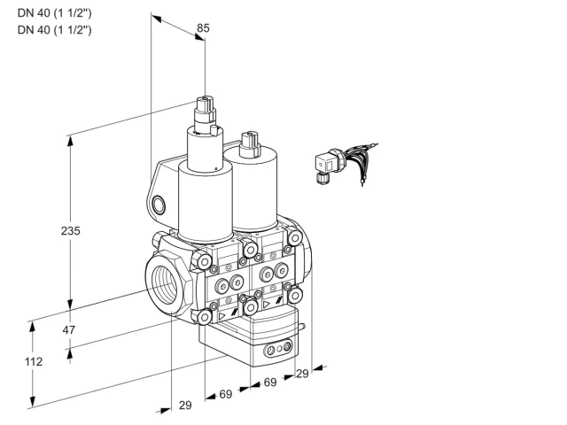 Kromschroder VCD 2E40R/40R05LD-25WL/PPPP/PPPP — двойной электромагнитный газовый клапан — 88106431