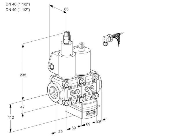 Kromschroder VCG 2E40R/40R05LGEWL/PPPP/PPPP — двойной электромагнитный газовый клапан — 88107274