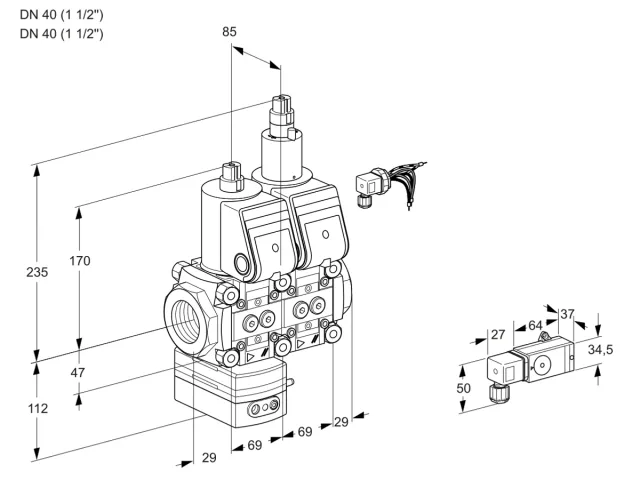 Kromschroder VCD 2E40R/40R05D-50LWR/2-PP/PPPP — двойной электромагнитный газовый клапан — 88106971