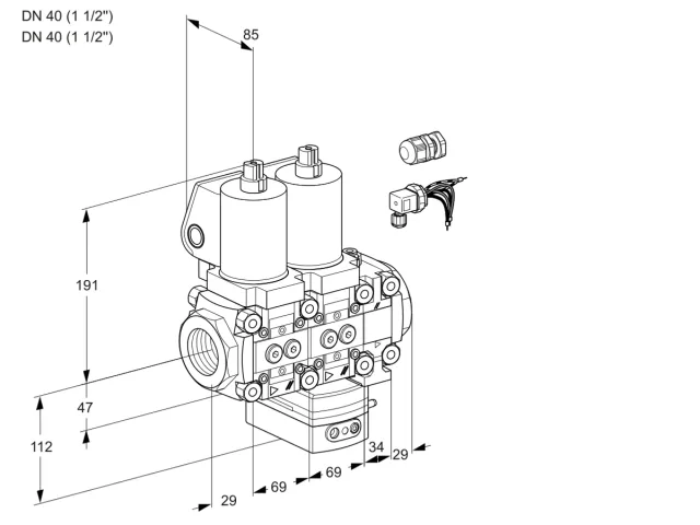 Kromschroder VCG 2E40R/40R05NGEVWSL8/PPPP/PPPP — двойной электромагнитный газовый клапан — 88104975