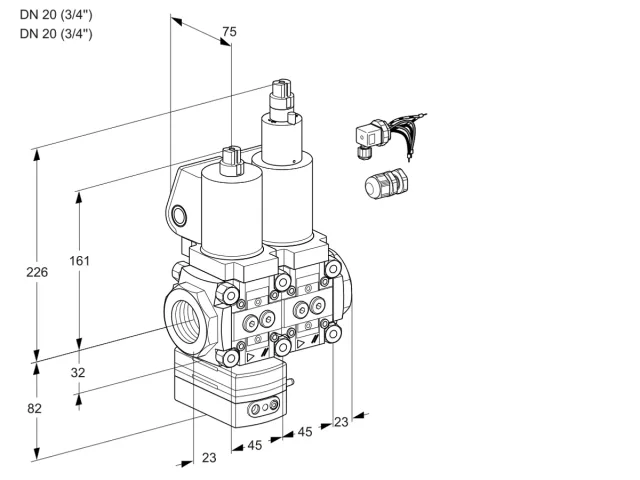 Kromschroder VCD 1E20R/20R05D-100LWSL3/PPPP/PPPP — двойной электромагнитный газовый клапан — 88104039