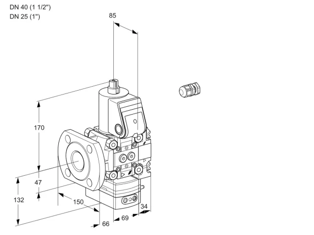 Kromschroder VAH 2E40F/25R05HEVWR/PP/PP — регулятор расхода газа — 88102383