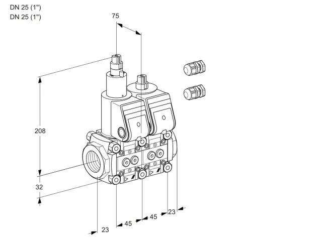 Kromschroder VCS 1E25R/25R05LNWR3/PPPP/PPPP — двойной электромагнитный газовый клапан — 88100222