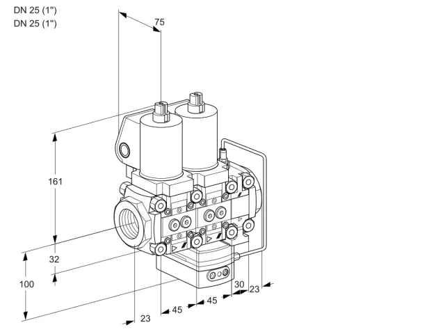 Kromschroder VCH 1T25N/25N05NHAVQSL/PPPP/PPPP — двойной электромагнитный газовый клапан — 88106892