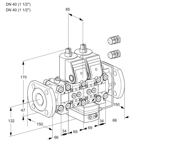 Kromschroder VCH 2E40F/40F05FNHEVWR3/PPPP/PPPP — двойной электромагнитный газовый клапан — 88101291