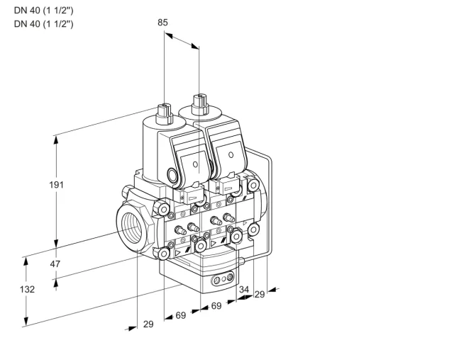 Kromschroder VCH 2T40N/40N05NHAVQGR/MMMM/PPPP — двойной электромагнитный газовый клапан — 88102766