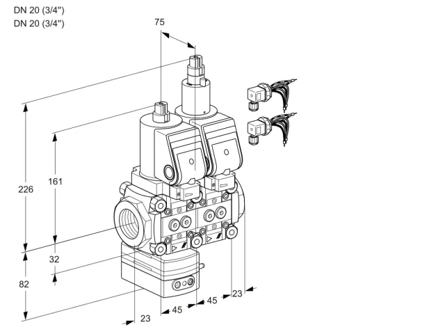 Kromschroder VCD 1E20R/20R05D-100LWSR8/PPPP/PPPP — двойной электромагнитный газовый клапан — 88106581