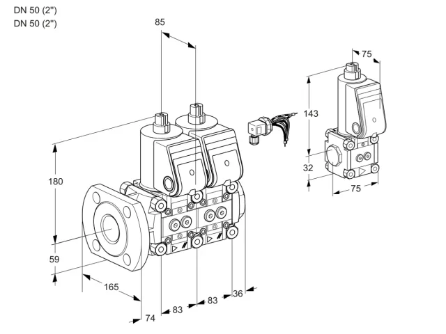 Kromschroder VCS 3E50F/50R05NNWR/PPPP/PPZS — двойной электромагнитный газовый клапан — 88107851