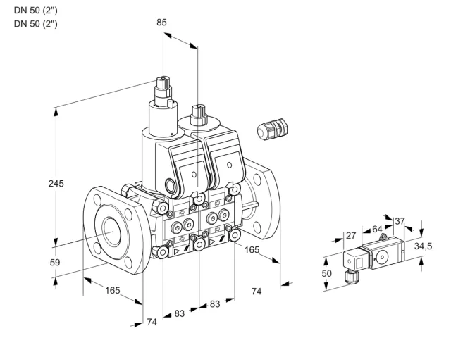 Kromschroder VCS 3E50F/50F05LNWR/PP2-/PPMM — двойной электромагнитный газовый клапан — 88103664