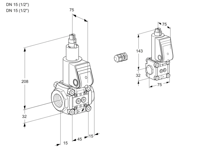 Kromschroder VAS 1E15R/15R05LWR/PP/ZS — электромагнитный газовый клапан — 88104249