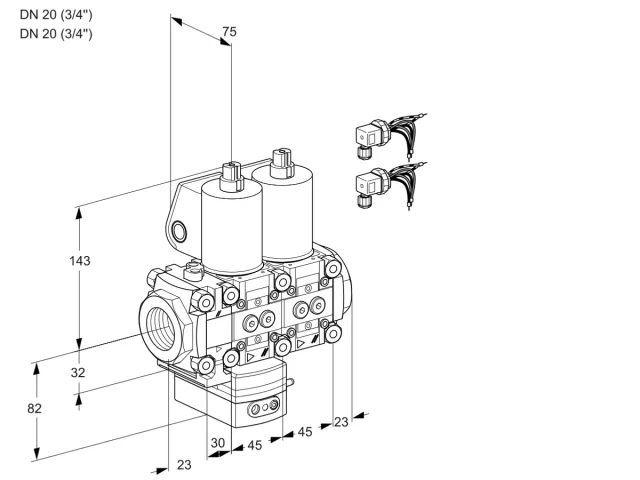 Kromschroder VCG 1E20R/20R05FGENWL6/PPPP/PPPP — двойной электромагнитный газовый клапан — 88103578