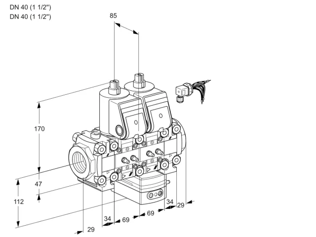 Kromschroder VCD 2E40R/40R05FND-50VWR/MMMM/PPPP — двойной электромагнитный газовый клапан — 88105871
