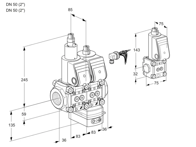 Kromschroder VCG 3E50R/50R05LGEQR/PPPP/PPBS — двойной электромагнитный газовый клапан — 88103865