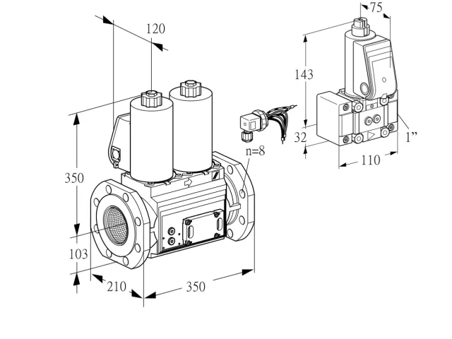 Kromschroder VCS 8100F05NNWLE/PPZ-/PPPP — двойной электромагнитный газовый клапан — 88207014