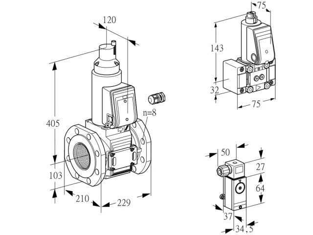 Kromschroder VAS 8100F05LW3E/B-/P3 — электромагнитный газовый клапан — 88205252