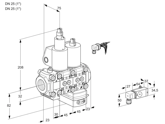 Kromschroder VCD 1E25R/25R05FLD-25WL/MMPP/2-MM — двойной электромагнитный газовый клапан — 88105151