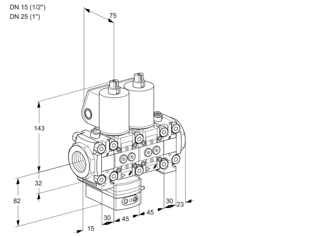 Kromschroder VCD 1T15N/25N05FD-100NVQL/PPPP/PPPP — двойной электромагнитный газовый клапан — 88100056
