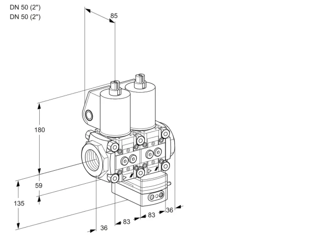 Kromschroder VCD 3T50N/50N05ND-25QL/PPPP/PPPP — двойной электромагнитный газовый клапан — 88103923