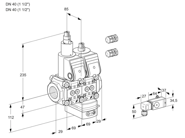 Kromschroder VCD 2E40R/40R05LD-100WR3/3-PP/PPPP — двойной электромагнитный газовый клапан — 88103718