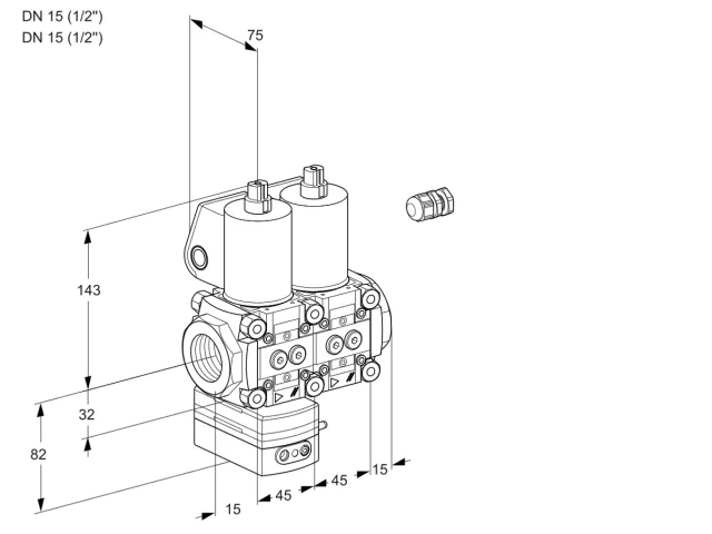Kromschroder VCD 1E15R/15R05D-100NWL/PPPP/PPPP — двойной электромагнитный газовый клапан — 88107822