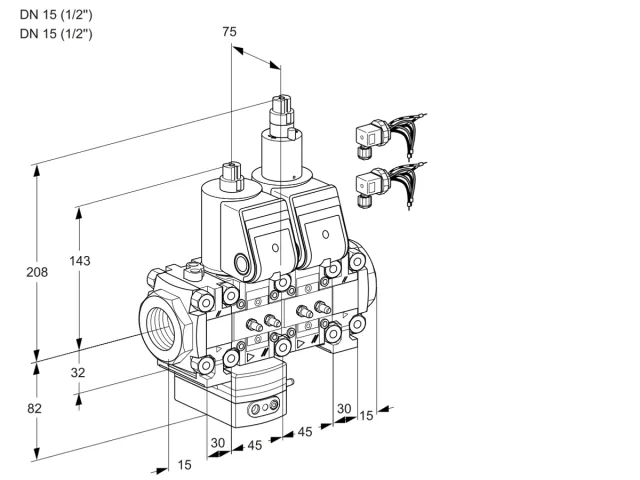 Kromschroder VCG 1E15R/15R05FGELVWR6/MMMM/PPPP — двойной электромагнитный газовый клапан — 88103541
