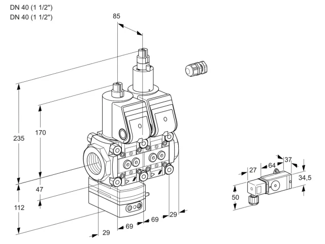 Kromschroder VCD 2E40R/40R05D-25LWR/2-PP/PPPP — двойной электромагнитный газовый клапан — 88100234
