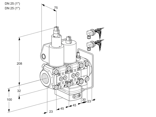 Kromschroder VCH 1E25R/25R05LHEVWL6/PPPP/PPPP — двойной электромагнитный газовый клапан — 88105462