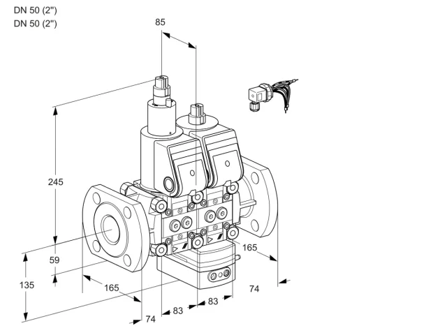 Kromschroder VCG 3E50F/50F05LGEWR3/PPPP/PPPP — двойной электромагнитный газовый клапан — 88106667