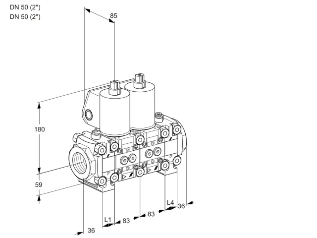 Kromschroder VCS 3T50N/50N05FNNVQL/PPPP/PPPP — двойной электромагнитный газовый клапан — 88107287