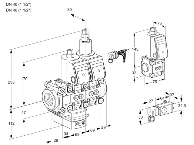 Kromschroder VCD 2E40R/40R05FD-50LWR/1-PP/PPBS — двойной электромагнитный газовый клапан — 88103336
