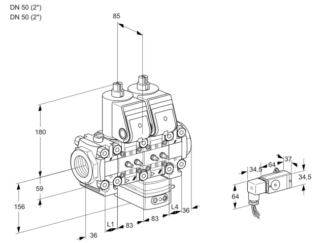 Kromschroder VCH 3T50N/50N05FNHAVQR/MMMM/PP-3 — двойной электромагнитный газовый клапан — 88106965