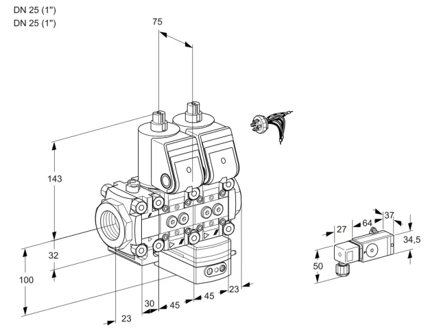 Kromschroder VCV 1E25R/25R05FNVKWR/2-PP/PPPP — двойной электромагнитный газовый клапан — 88104680